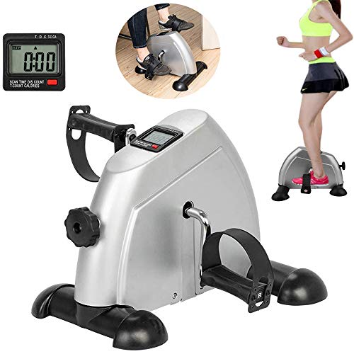 Rong-- Pedal Exerciser Bike with LED Screen Display,Portable Mini Cycle Bike Under Desk Floor Foot Pedal Small Recumbent Equipment Machine, for Legs and Arms Exerciser