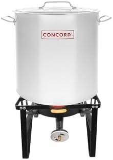 Concord 160 Quart Stainless Steel Stock Pot + Concord Deluxe Banjo Single Propane Burner, 200,000 BTU Portable Outdoor Stove...