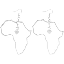 New 2026 11Cm/7Cm Heart African Map Blig Earrings Exaggerate Larger Earring Africa Traditional Ethnic Hyperbole Bligger-Luxury Crystal Earrings, Great Jewelry Gift For Anniversary Or Birthday