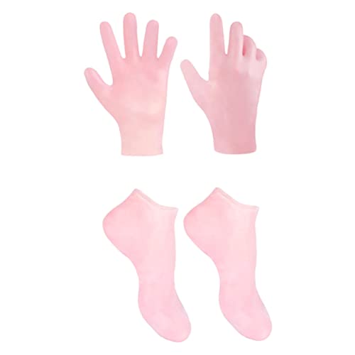 Moisturizing Foot Socks Gloves Set Exfoliating Remover Foot Care Socks for Dry Size Fits Pink