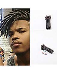 Dreadlock Extensions For Men 6 inch Synthetic Dreads Handmade Men's Dreadlock Hair Extensions 20 Strands/Pack Dreads Hair (171#,Deep Grey Color)