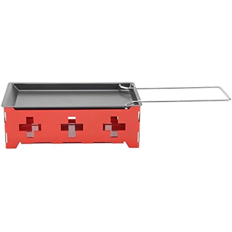 Portable Cheese Raclette Set, Red Hob Baking Pan Small Spatula Shovel Turnner, Non-Stick Cheese Raclette Rotaster Baking Tray Stove Set Home Kitchen Grilling Tool for Cheese, Meat, Fish, Vegetables41