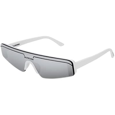 Balenciaga BB0003S 002 99MM WhiteSilver Rectangular Sunglasses for Men for Women  BUNDLE with Accessory Eyewear Kit