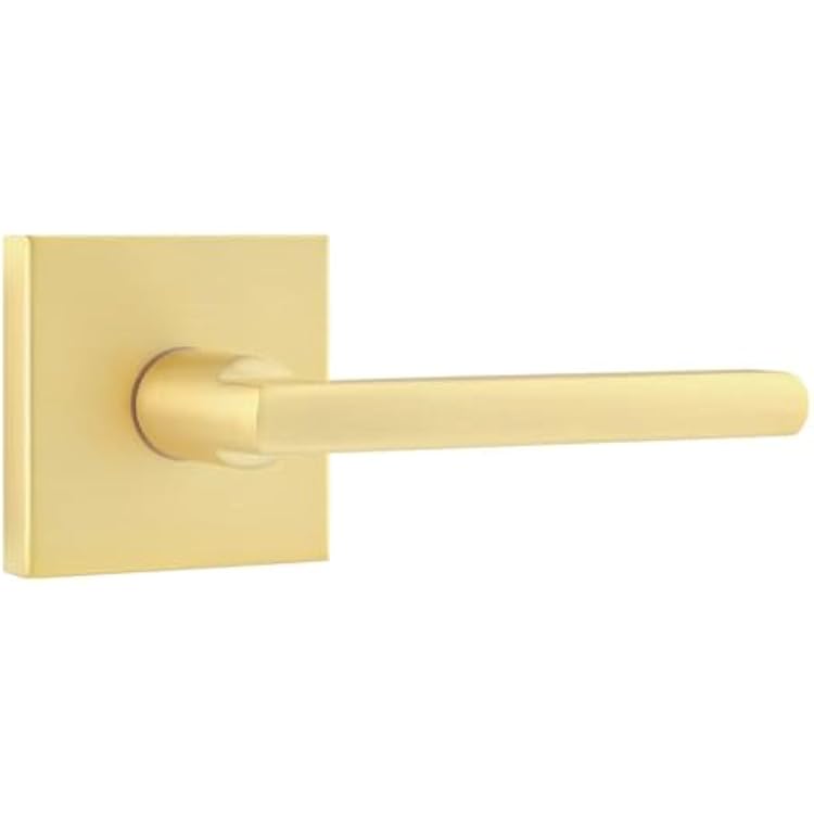 Leydebong 1 Pack Dummy Door Handles in Satin Brass, Non-Turning Interior Door Levers, Heavy Duty Reversible Indoor Handles for Closet Pantry