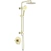 KIBI Circular Wall Mounted Rain Shower Column | 2-Function Shower Faucet System with Rough-In Valve | Solid Brass Construction for Reliable Water Flow and Temperature Control (Brushed Gold, KSC403)