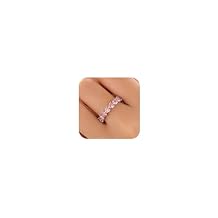 Dainty Pink Heart Rings for Women 925 Sterling Silver Promise Rings for Her Cubic Zirconia Eternity Engagement Wedding Band Purity Ring Mother Daughter Friendship Ring Mothers Day Jewelry Gifts