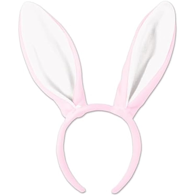 Beistle Soft-Touch Bunny Ears, One Size, PinkWhite