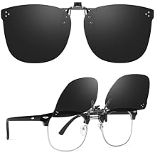TJUTR Oversized Polarized Clip On Sunglasses Over Prescription Glasses, Flip-Up Metal Clip, Anti Glare UV Protection