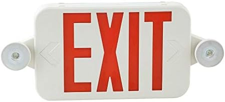 1 Pack Red &Green LED Exit Sign with Emergency Lights-Two LED Adjustable Head Emergency Exit Light-UL Listed- Emergency Exit Light Combo with Backup Battery-120/277VAC.