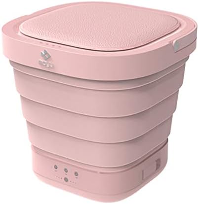 Portable Mini Folding Clothes Washing Machine, Bucket Automatic Home Travel Self-Driving Tour Underwear Foldable Washer, Pink