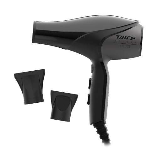 Taiff Unique Duo Professional Hair Dryer 127V | 1875W Power | AC Motor | Tourmaline  Ionic & Ceramic Technology | Titanium Elements | 2 Concentrator Nozzles Gray