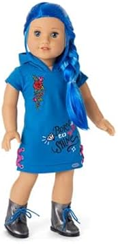American Girl Truly Me - 18 Inch Street Chic Truly Me Doll in Skater Dress - Blue Eyes, Long Blue Hair, Light-to-Medium Skin with Warm Undertones - DN90