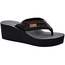 MALIDA Womens Wedge Arch Support Flip Flops Cushion Soft Rubber Midsole Platform Thong Sandals with Rubber Sole