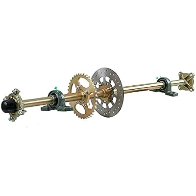 Go Kart Front Steering Conversion Kit Rear Axle Assembly Kit, ATV UTV Quad Gear Rack Joint Tie Rod & Wheel Assembly Knuckle Spindle Wheel Hub Kit 44 Rear Axle Kit