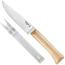 Opinel Cheese Knife and Fork Set, Dinner Parties, Fine Dining Platters, Picnics, and Everyday Use, Sustainably Harvested Beech Wood Handles, Made in France, One Size, (001834)