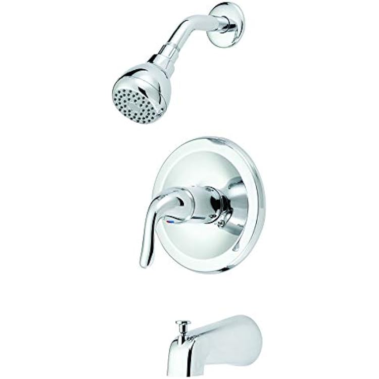 EZ-FLO Contemporary Single-Handle Tub and Shower Trim Kit with Slip-on Diverter and Shower Head, Chrome, 10575