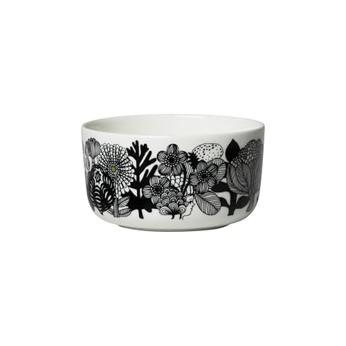 MARIMEKKO Oiva Siirtolapuutarha Medium Bowl Refine Your Kitchen Decor with Our Iconic Black and White Stoneware Elevate Your Dining Experience with This Stylish Cereal Bowl 17 Oz