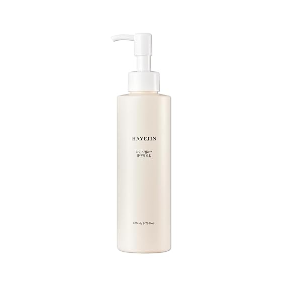 HAYEJIN RiceFila Cleansing Oil - Korean Oil Cleanser for Face with Centella Asiatica, 8 Hyaluronic Acids & 6 Peptides - Vegan & Hypoallergenic Makeup Remover 6.76 fl oz