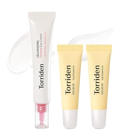 Torriden CELLMAZING Eye Cream 1.01 fl.oz + SOLID IN Ceramide Lip Essence 0.37 oz (pack of 2)