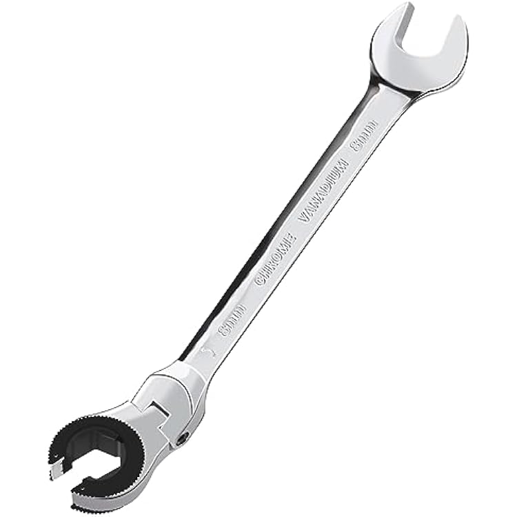 LOSCHEN1PCS 8mm Open Flex-Head Ratcheting Wrench, Metric Ratcheting Spanner with 84 Teeth, Chrome Vanadium Steel Tubing Ratchet Spanner