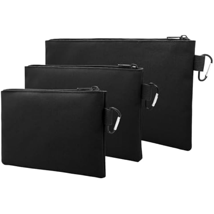 AOUTACC 3 Pack Tool Pouches with Zipper,600D Oxford Utility Tool Bag with Carabiner,Waterproof Premium Tools Storage Pouches for Organizing Tools