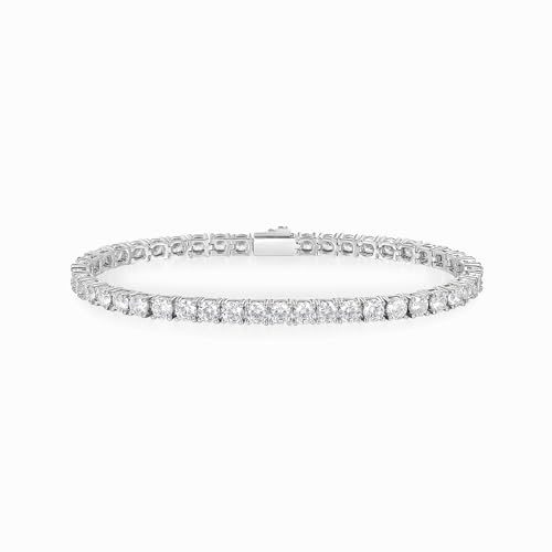 Gemsme 345mm Tennis Bracelet, 18k White Gold Plated 3MM4MM5MM Iced Out Round Cubic Zirconia Tennis Bracelet for Women Men 6.577.5 Inches