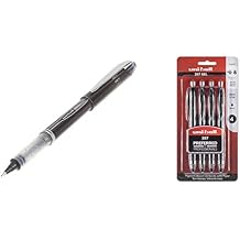 uniball Vision Elite Rollerball Pens with 0.5mm Fine Point Micro Tip, Black, 12 Count & uniball Gel Pens, 207 Signo Gel with 0.7mm Medium Point, 4 Count, Black Pens are Fraud Proof