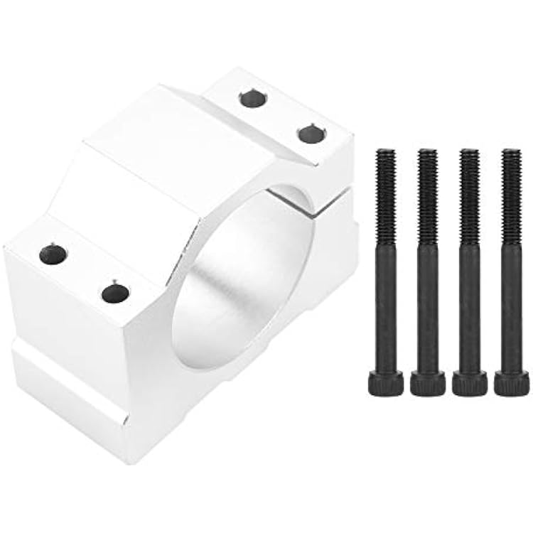 Aluminum CNC Spindle Motor Mount Bracket, 52mm Diameter Clamp with Screws, Silver Spindle Mount for CNC Machines