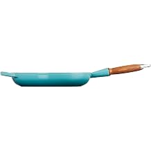 LE CREUSET Signature Cast Iron Frying Pan with Wooden Handle 28cm Teal, 20258281700422
