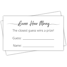 Guess How Many Game Cards 50 Pack Candy Jar Guessing Cards for Baby Shower Games Prizes, Bridal Shower Party Games (Minimalist) 3.5" x 2"