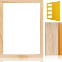 Caydo Screen Printing Frame with Screen Printing Squeegee for T-Shirts, Backpacks, Handbags DIY Printing, 10 x 14 Inch Wood Silk Screen with 110 White Mesh