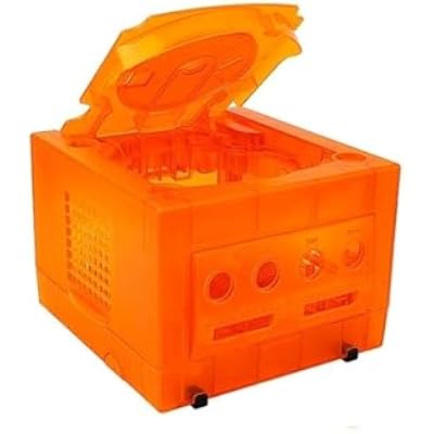 5COLOR Transparent Box Replacement Case Retro Video Game Console Housing Shell Case - Compatible with Nintendo Gamecube - Compatible with NGC DOL-101DOL-001TRN Orange