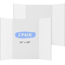 AKONEGE 2 Pack 36" x 48" Trifold Poster Board for Presentation, White Corrugated Cardboard Large Tri Fold Poster Board for Science Fair, Office & School Projects, Photo Displays, Exhibitions Event