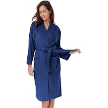 SIORO Terry Cloth Robes for Women, Soft Cotton Long Kimono Robe with Pockets, Plush Bathrobe for Shower Spa Hotel Pool