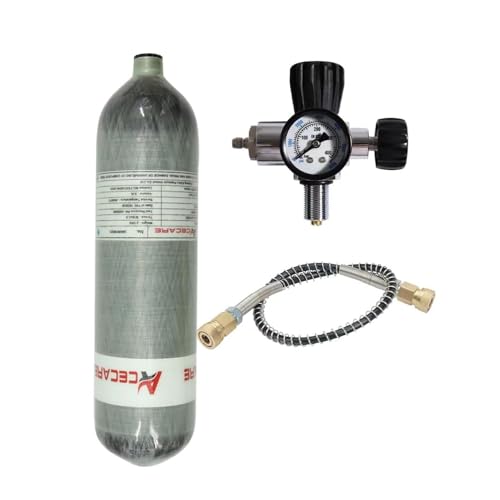 GREOENEL Amor 4500psi Carbon Fiber Air Tank 3L Empty Bottle& Pcp Paintball Filling Station with Pressure Gauge Valve Scuba Tank Pcp Tank with Regulator Gauge for PCP Game