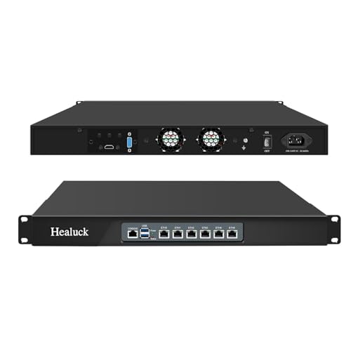 1U N100 Firewall Appliance Rackmount, 19 Rack Firewall Hardware with 6 Port i226-V 2.5GbE LAN, 1U OPNsense Homelab Server DDR5 8GB RAM 256GB SSD, HD  VGA Dual Display