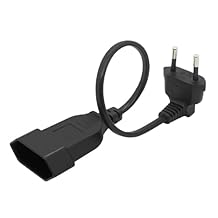 Tekit European EU 2 Prong Power Cord Cable VDE Elbow 90 Degree Male to Female Power Extension Cord Cable M/F for PC Computer PDU UPS (Elbow 1ft/30cm)