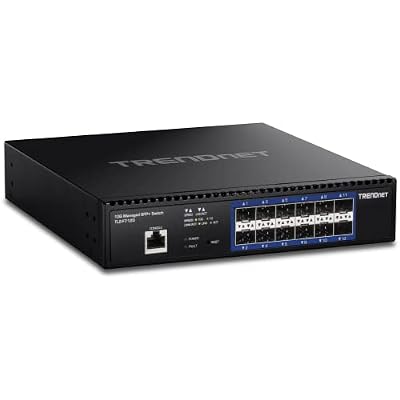 TRENDnet 12-Port 10G Layer 2 Managed SFP Switch, TL2-F7120, 12 x 10G SFP Ports, 240Gbps, Ethernet Splitter, NDAA & TAA Compliant, Lifetime Protection, Black