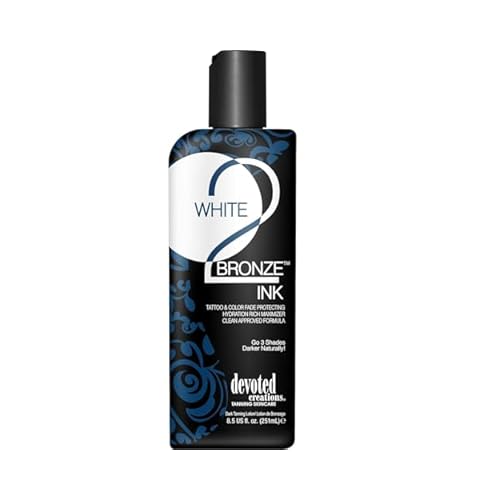 Devoted Creations White 2 Bronze Ink Tattoo and Color Fade Protecting Tanning Lotion 8.5 oz