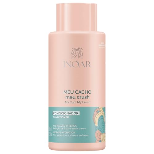 Inoar MEU Cacho MEU Crush Conditioner with Plant-Based Collagen & Vitamin E for Curly Hair Hydration & Definition, 16.9 fl.oz