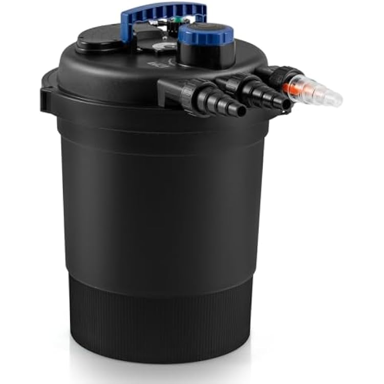 RELAX4LIFE Bio Pressure Pond Filter - Pressurized Biological Pond Filter w13W UV-C Light, 4 Adapters, 2642 GPH for 1321 Gal Koi Ponds or 2642 Gal Ornamental Ponds, Fish Pond Filters for Outdoor Ponds