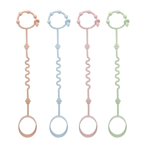 RTMOK 4Pcs Sippy Cup Strap Keep Bottles and Sippy Cups Off The Floor, Sippy Cup Holder Strap Suitable for High Chairs, Strollers and Water Bottles- Dishwasher Safe