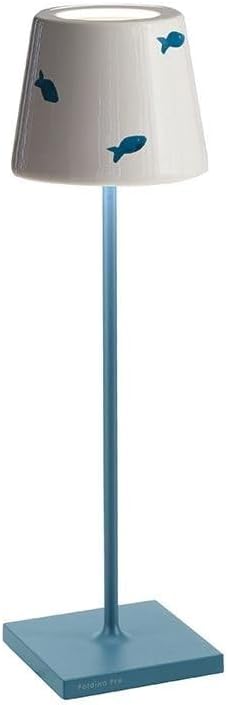 Zafferano - LD0340AC1 - POLDINA PRO TABLE LAMP W/LIDO CERAMIC SHADE - BLUE LAMP/LIGHT BLUE FISH