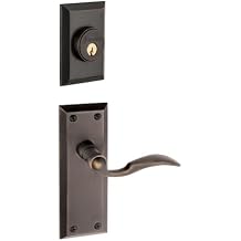 Grandeur Fifth Avenue Plate with Bellagio Lever and Matching Deadbolt Single Cylinder Complete Combo Pack, Timeless Bronze