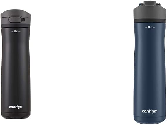 Contigo Jackson Chill 2.0 Vacuum-Insulated Stainless Steel Water Bottle, Secure Lid Technology & Cortland Chill 2.0 Stainless Steel Vacuum-Insulated Water Bottle with Spill-Proof Lid, Blueberry
