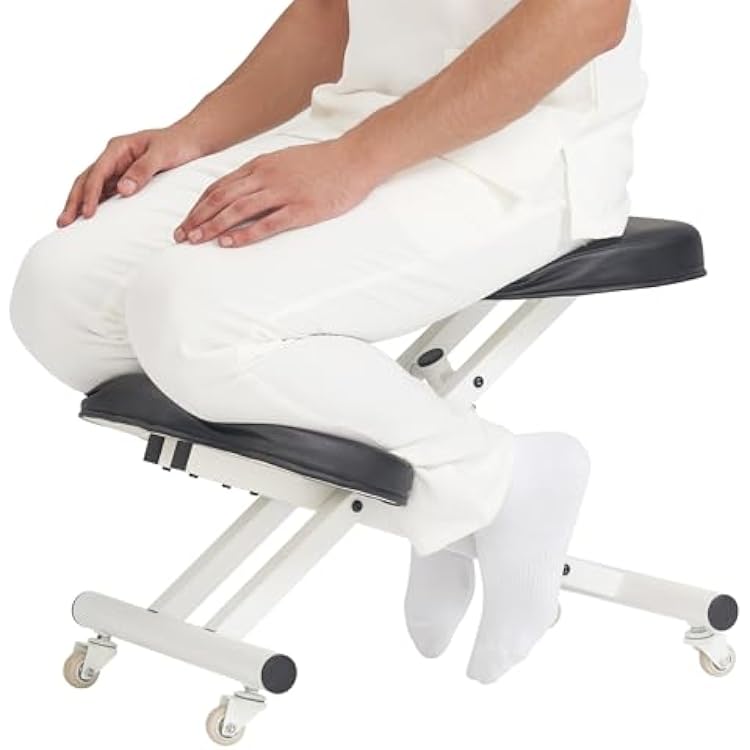 Master Massage Ergonomic Metal Foldable Posture Kneeling Chair for Office Metal Folding Kneeling Posture Chair for Home and Office-Posture Correction Stool-Improve Your Posture Royal Blue