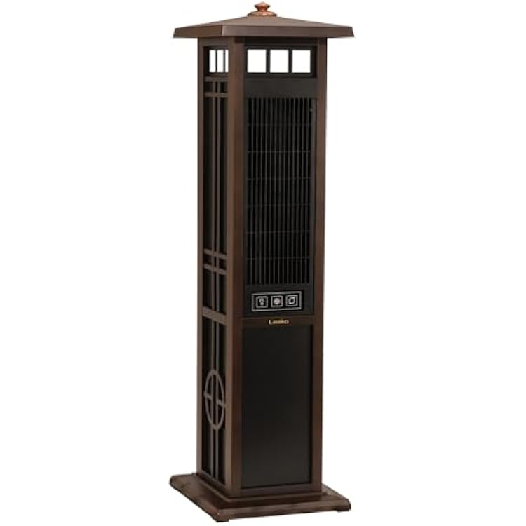 Lasko 4890 Elegant Living Fan with Remote Control-Features Accent Lighting and Widespread Oscillation-Perfect for Outdoor Patios, Decks, or Balconies, Brown