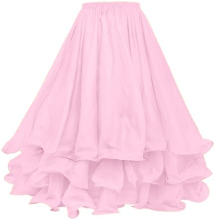 Belly Dance Skirt Halloween Tribal Chiffon Tiered Maxi Full Skirt 37.8 Inch Length
