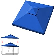 YardGrow 10x10 FT Gazebo Replacement Canopy Top Cover 2-Tiered Upgraded Patio Sunshade UV Protection, Canopy Cover ONLY (Blue)