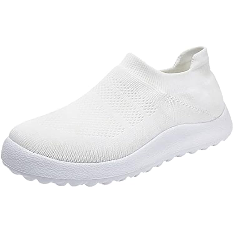 CsgrFagr Fashion Summer Men Sports Shoes Flat Bottom Lightweight Slip On Flying Woven Mesh Steel Toe Sneaker Boots for Men White, 10